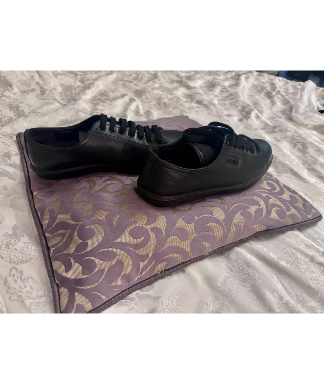 PRADA Черные кожаные кроссовки, фото 6