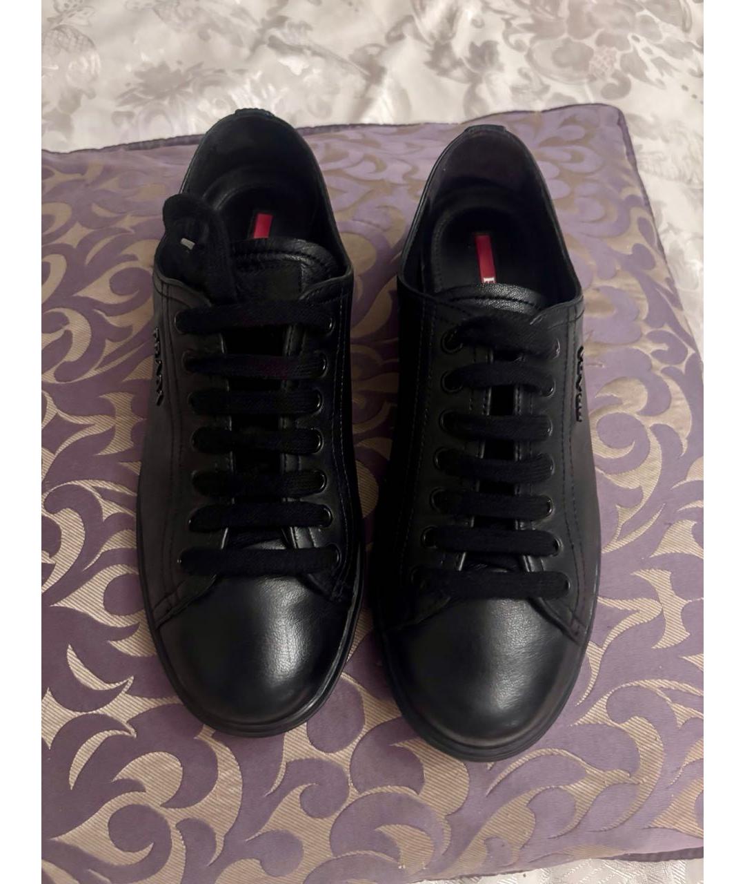 PRADA Черные кожаные кроссовки, фото 2