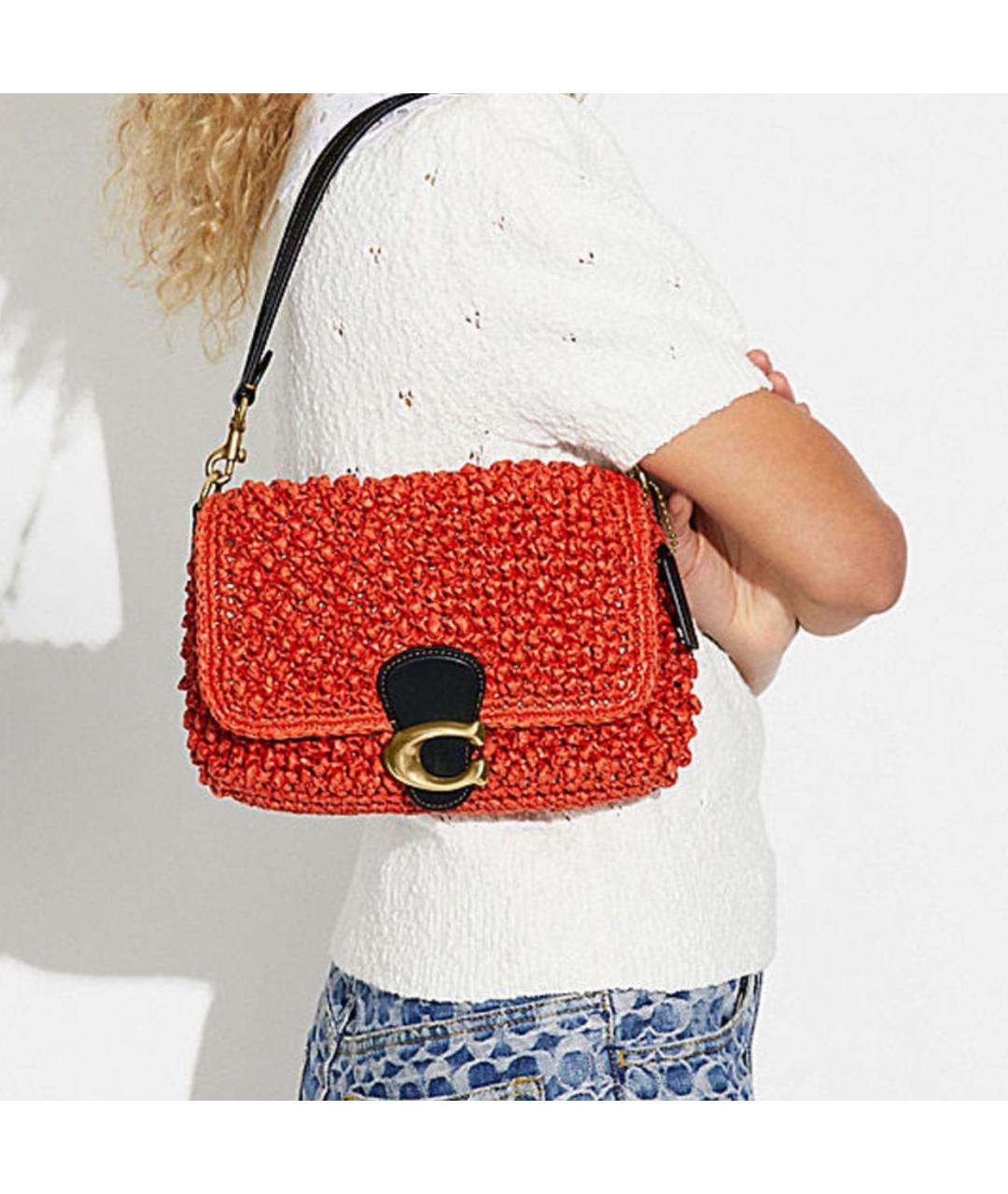 COACH Оранжевая пелетеная сумка через плечо, фото 5