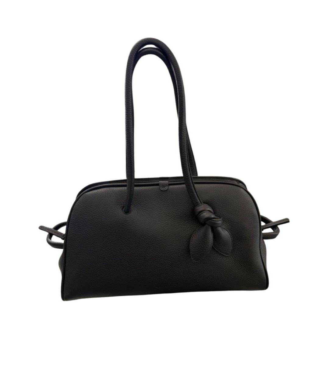 JACQUEMUS Черная кожаная сумка тоут, фото 7