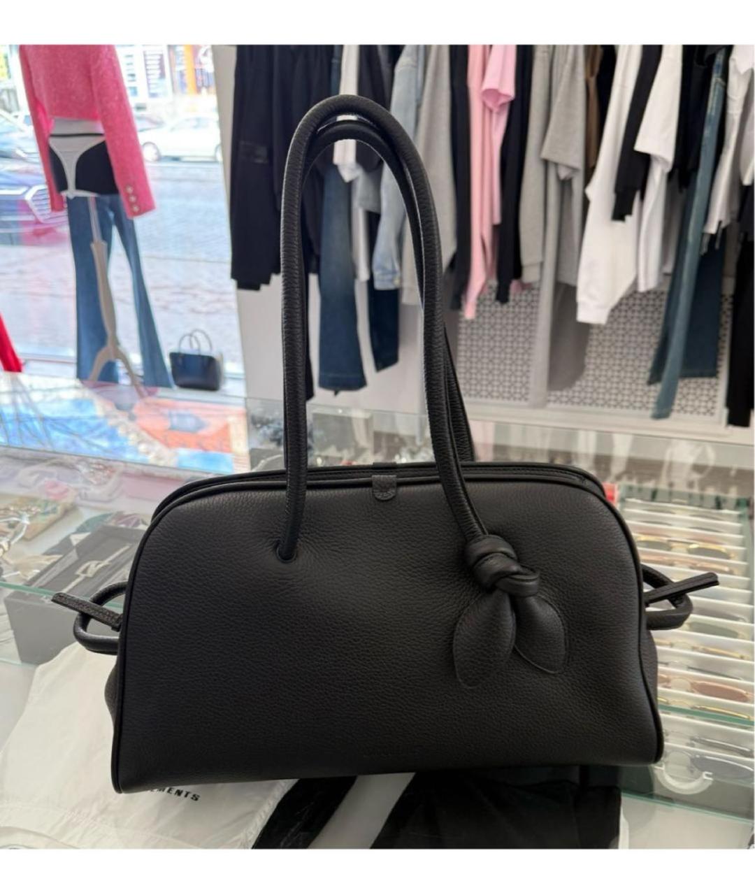 JACQUEMUS Черная кожаная сумка тоут, фото 6