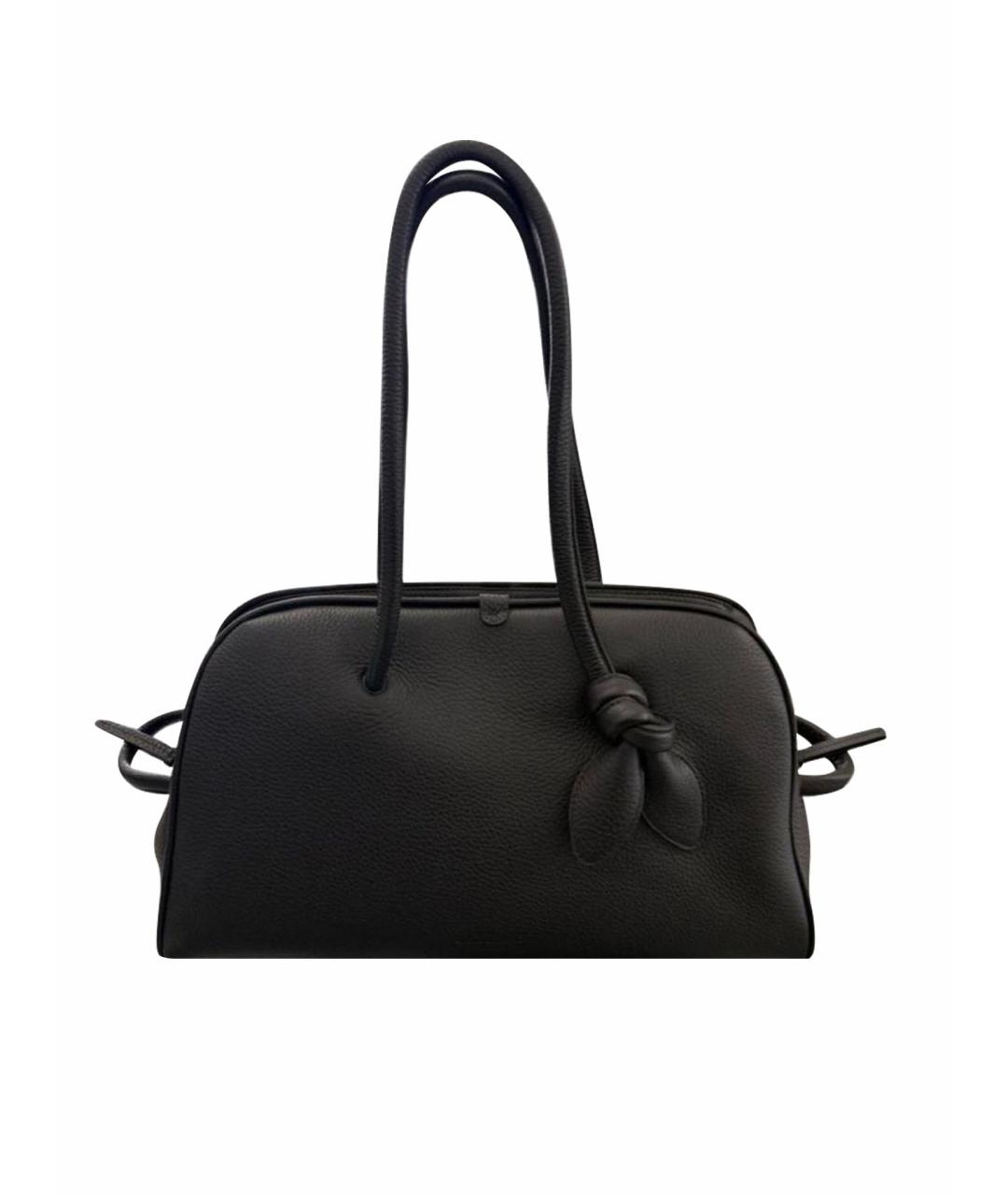 JACQUEMUS Черная кожаная сумка тоут, фото 1