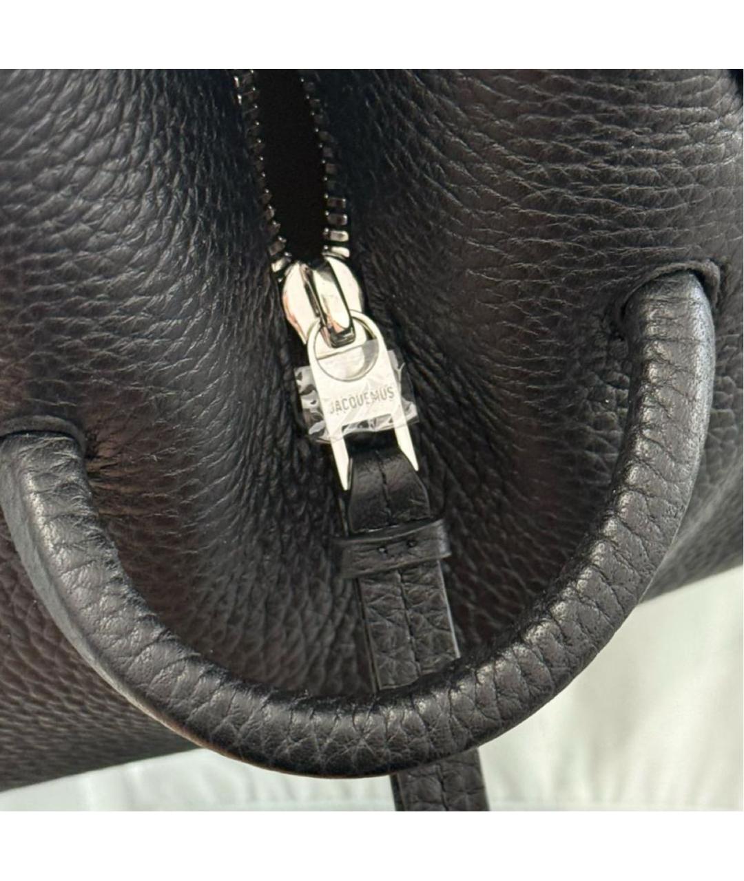 JACQUEMUS Черная кожаная сумка тоут, фото 4