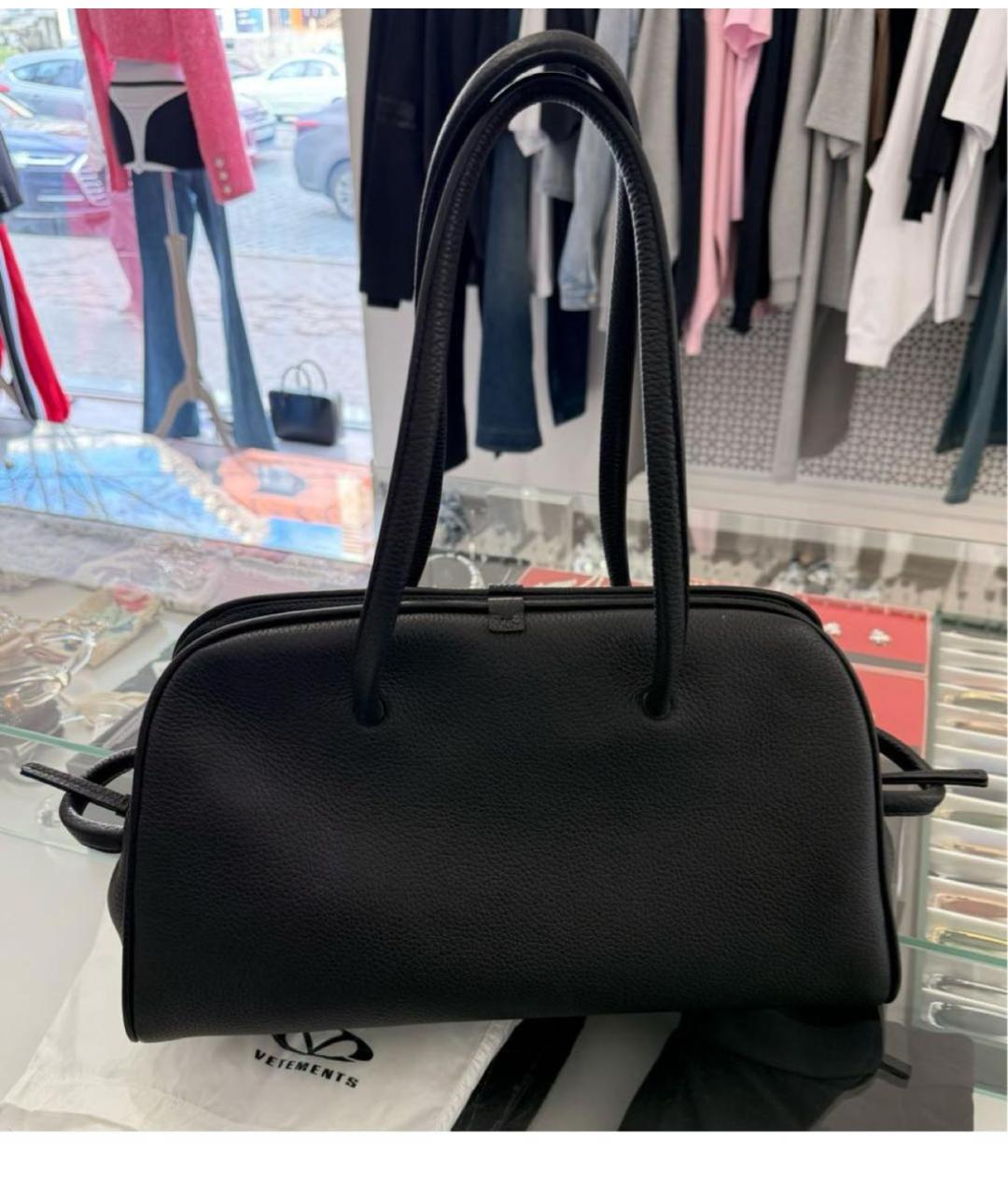 JACQUEMUS Черная кожаная сумка тоут, фото 3