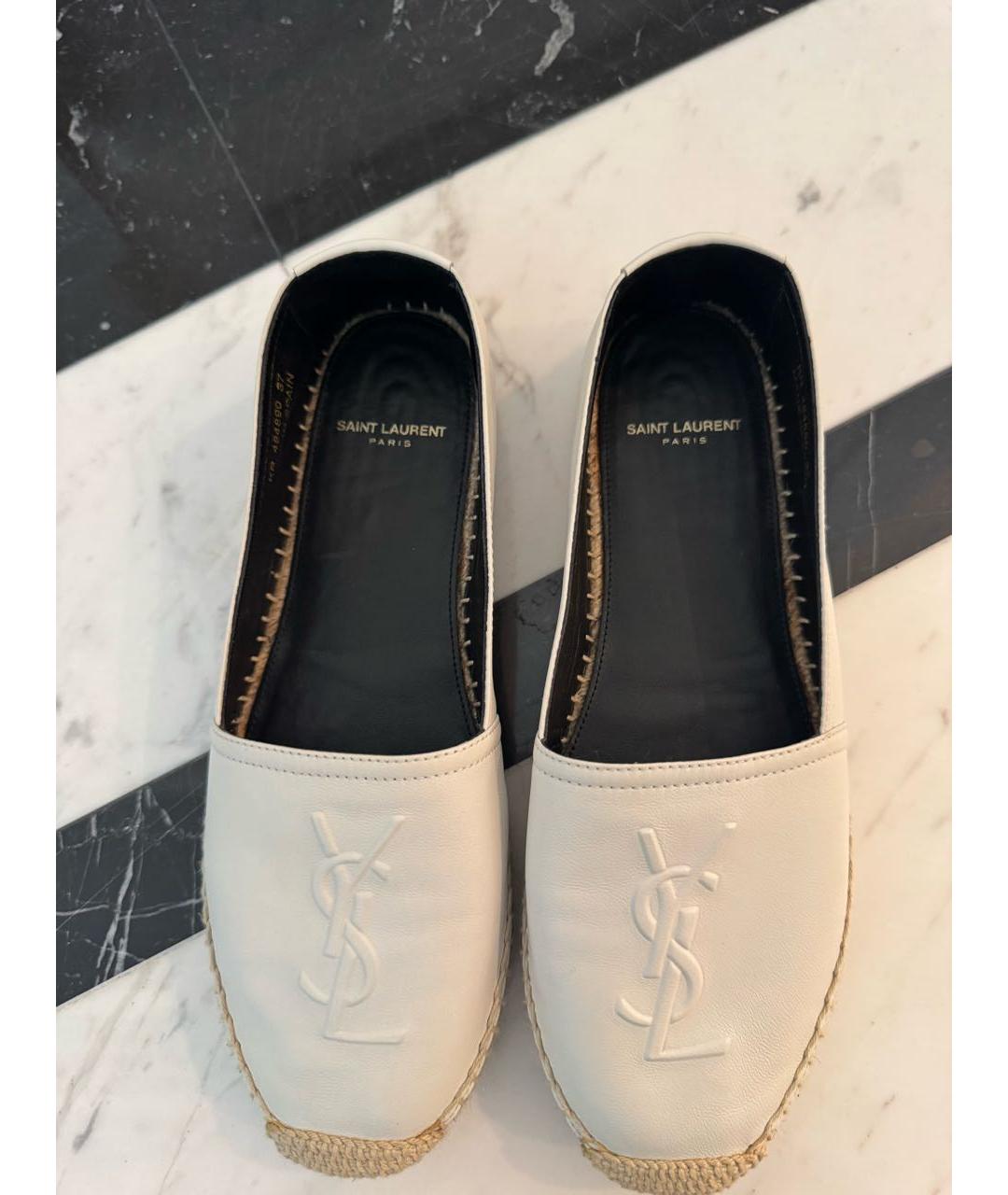 SAINT LAURENT Белые кожаные эспадрильи, фото 3