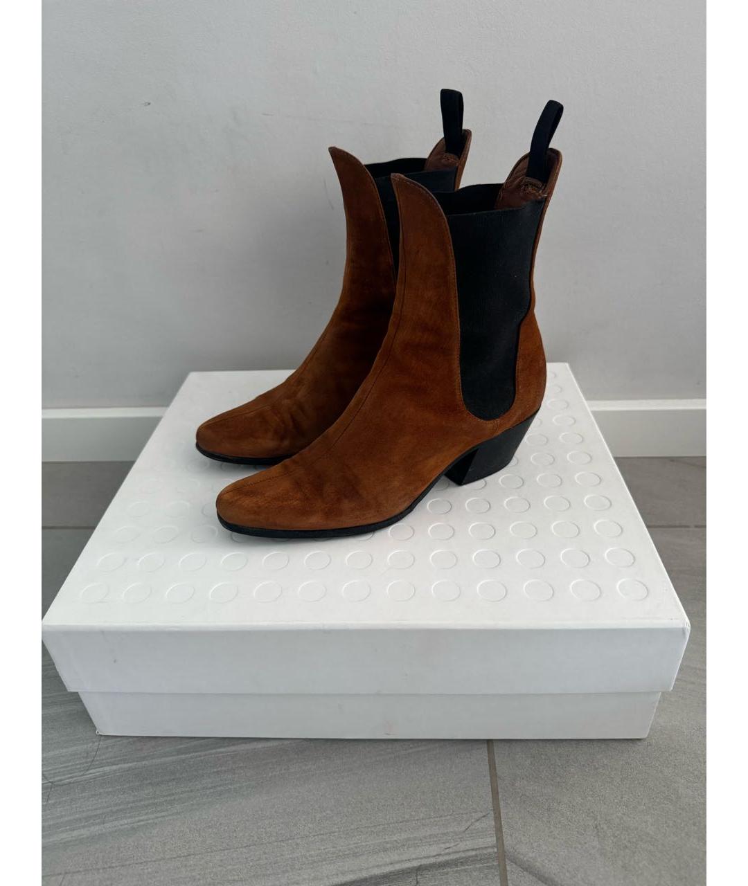 KHAITE Коричневые замшевые ботильоны, фото 3
