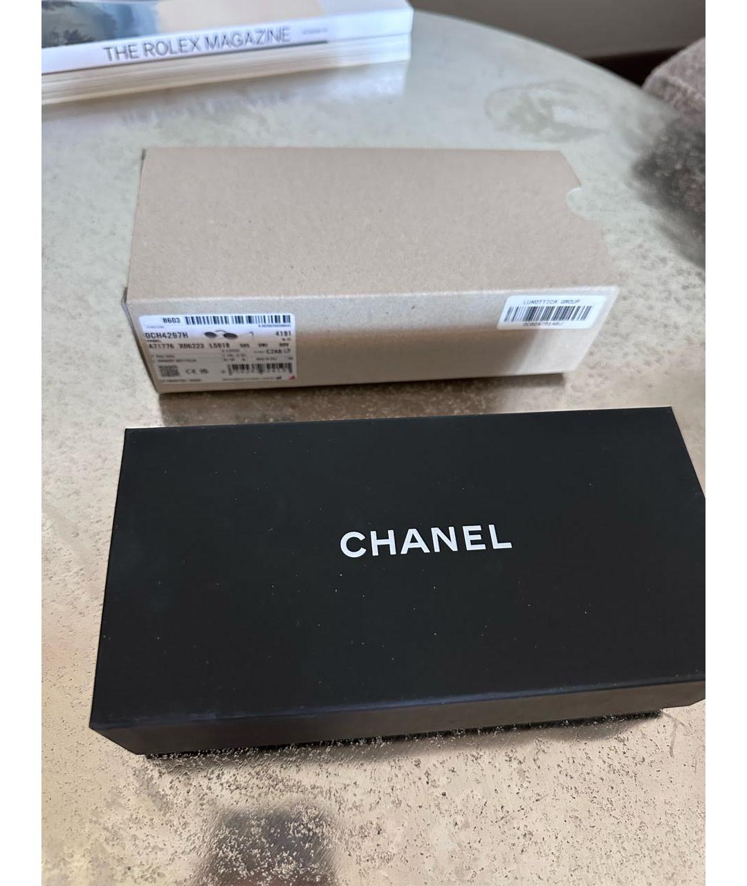 CHANEL Золотые металлические солнцезащитные очки, фото 4