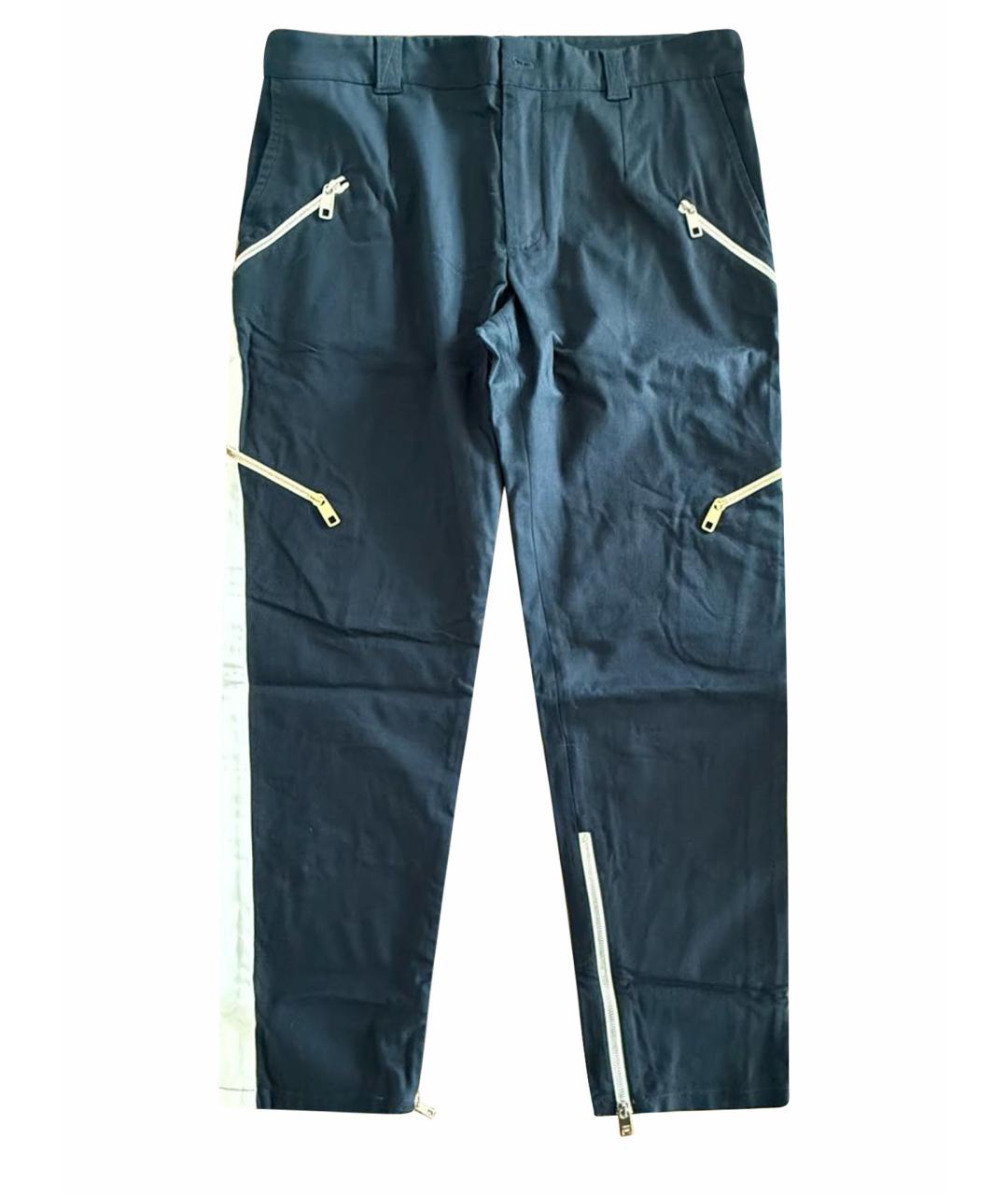 DOLCE&GABBANA Темно-синие хлопко-эластановые повседневные брюки, фото 1