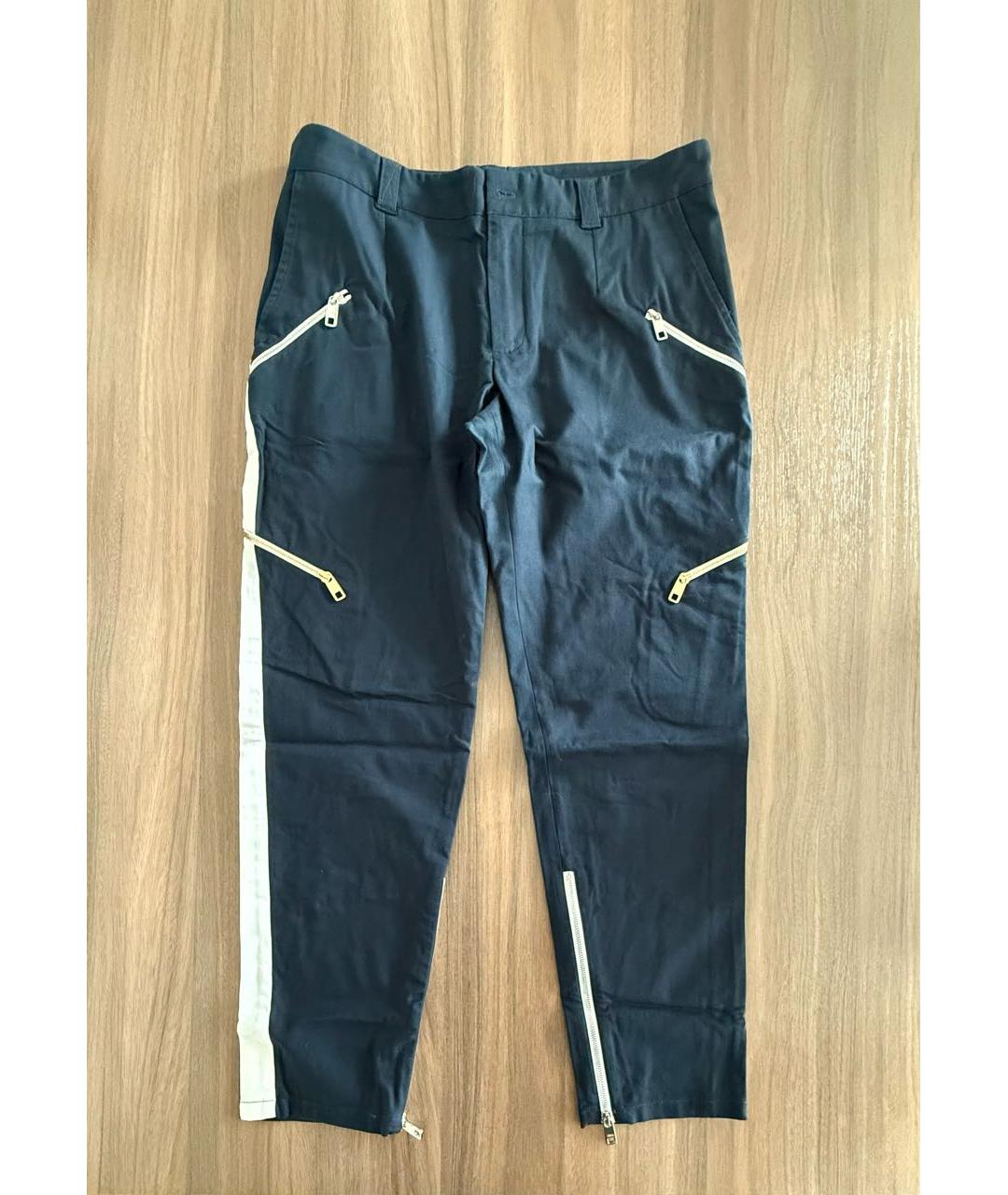 DOLCE&GABBANA Темно-синие хлопко-эластановые повседневные брюки, фото 4