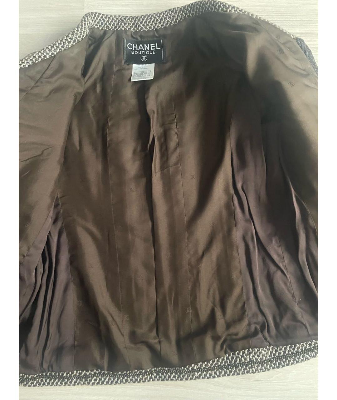 CHANEL Коричневый шерстяной жакет/пиджак, фото 7