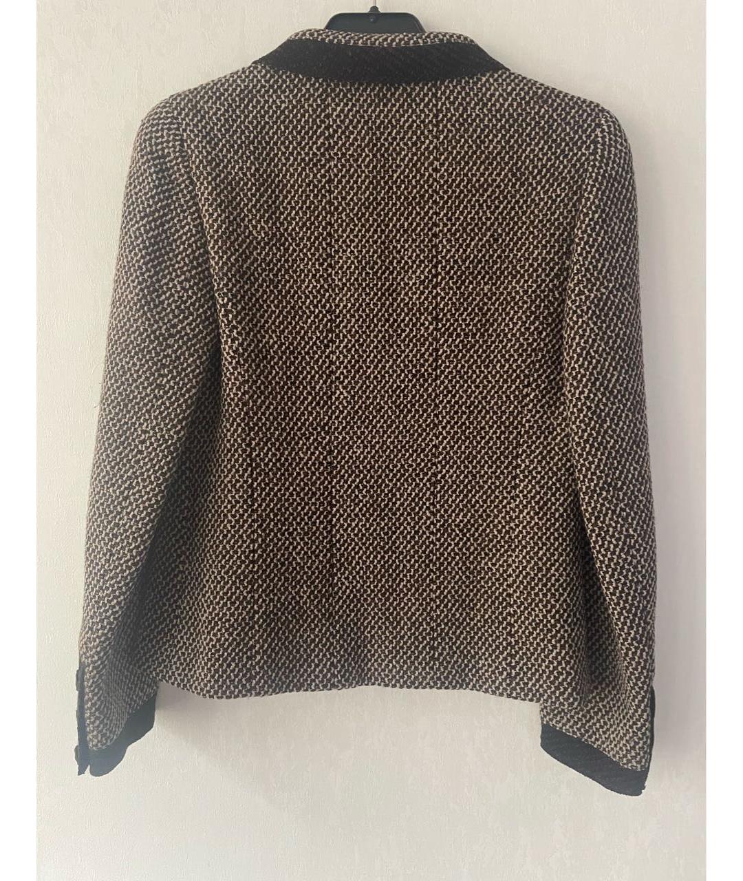 CHANEL Коричневый шерстяной жакет/пиджак, фото 2