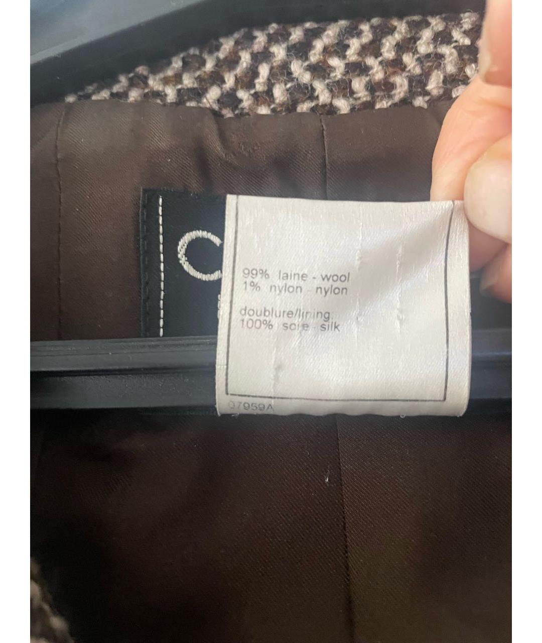CHANEL Коричневый шерстяной жакет/пиджак, фото 4