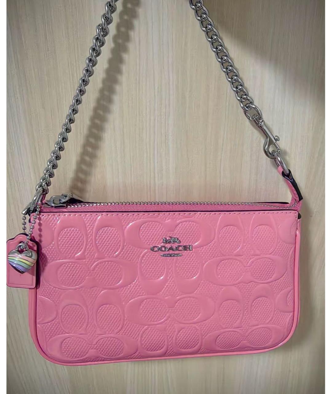 COACH Розовая сумка с короткими ручками, фото 8