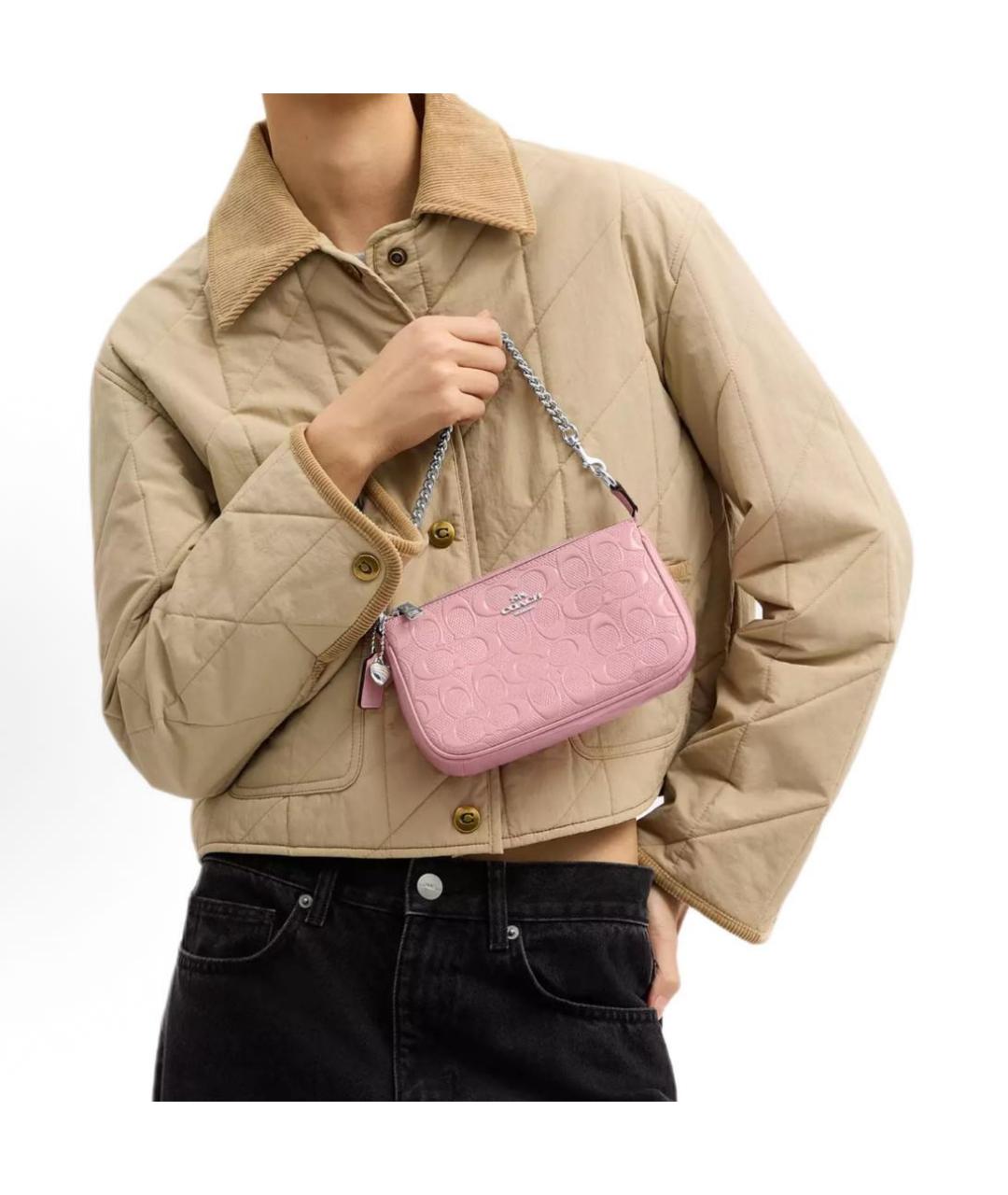 COACH Розовая сумка с короткими ручками, фото 4