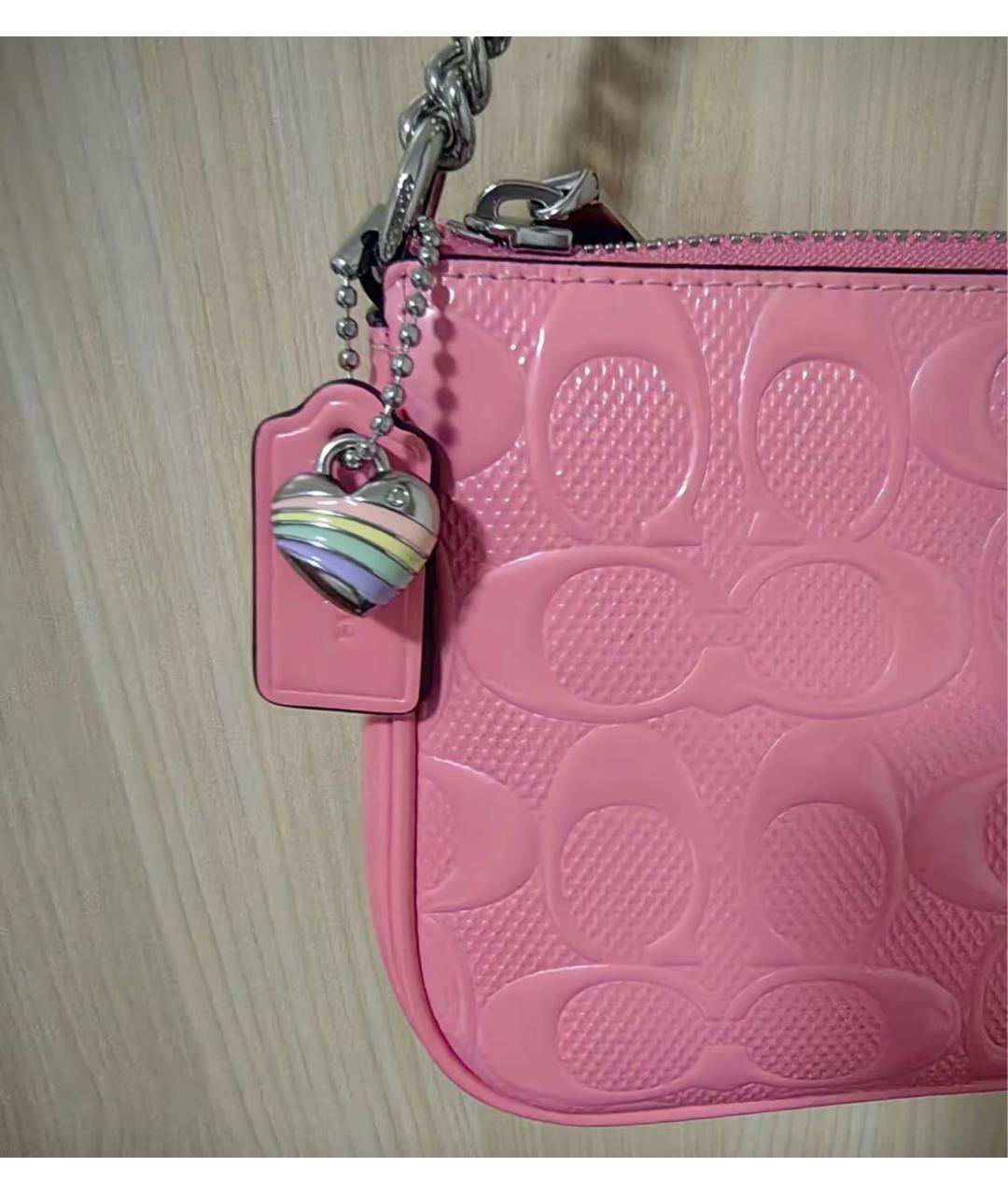 COACH Розовая сумка с короткими ручками, фото 7