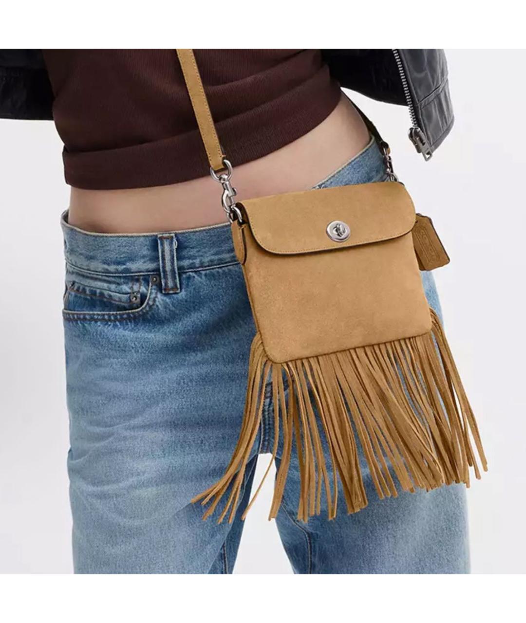 COACH Бежевая сумка через плечо, фото 4