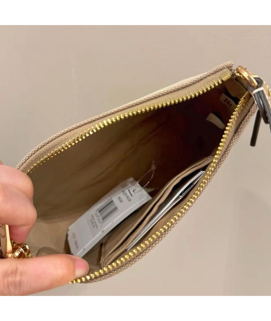 COACH Бежевая сумка с короткими ручками, фото 8