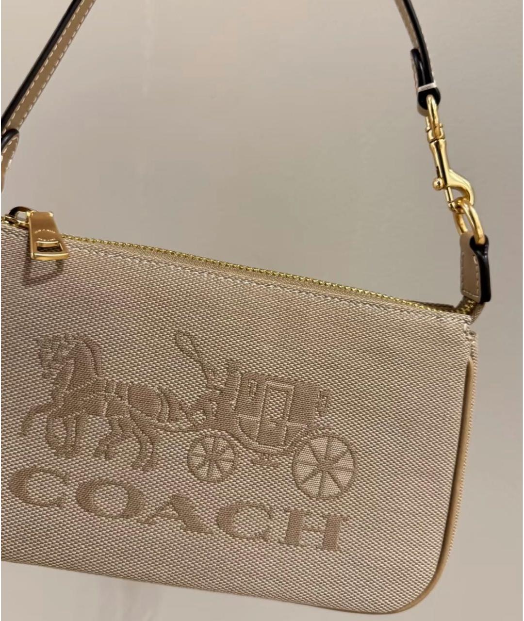 COACH Бежевая сумка с короткими ручками, фото 7