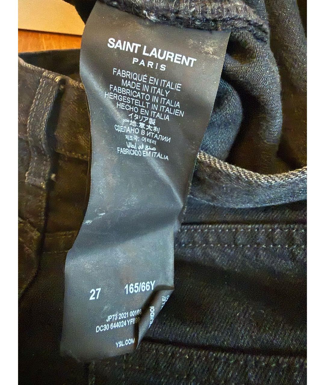 SAINT LAURENT Черные хлопковые джинсы слим, фото 4