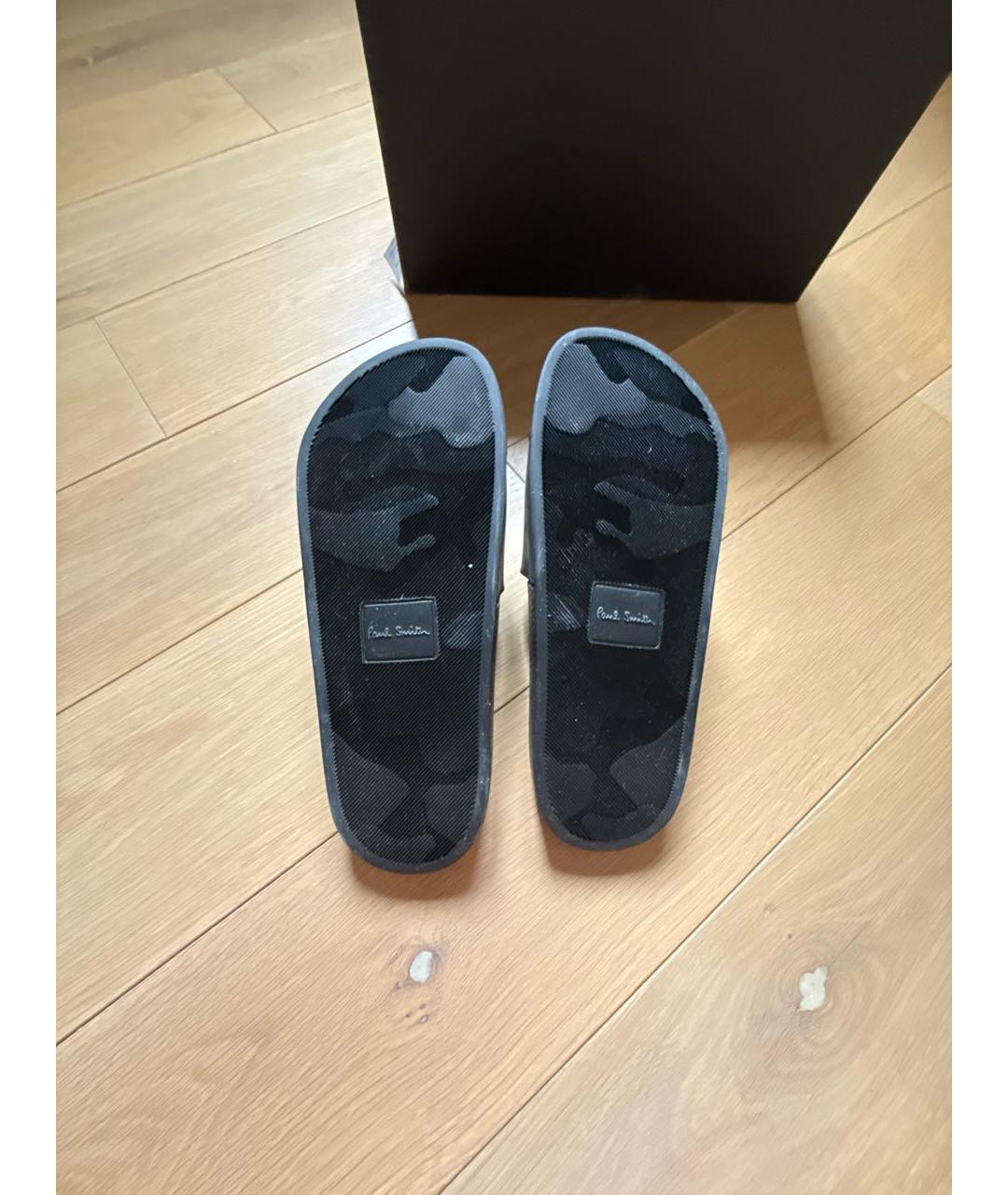 PAUL SMITH Черные резиновые шлепанцы, фото 5