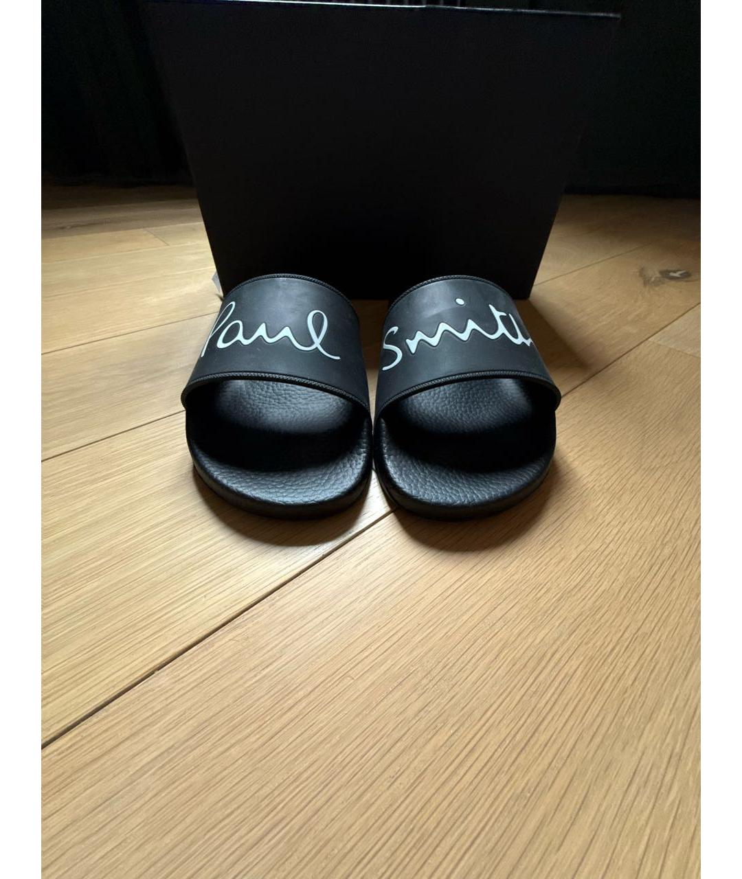 PAUL SMITH Черные резиновые шлепанцы, фото 2