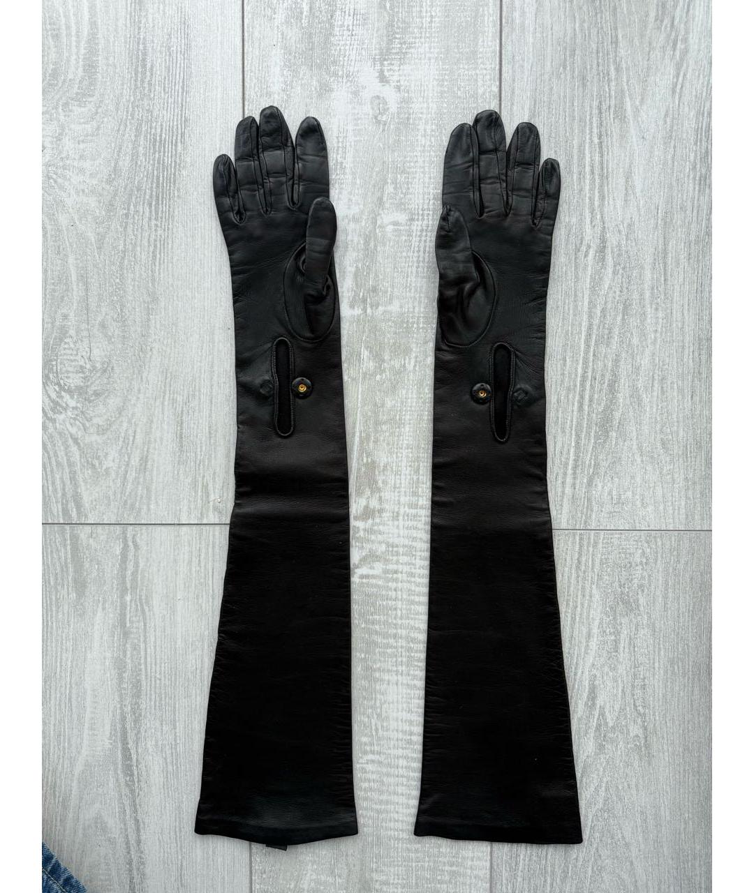 PRADA Черные кожаные перчатки, фото 2