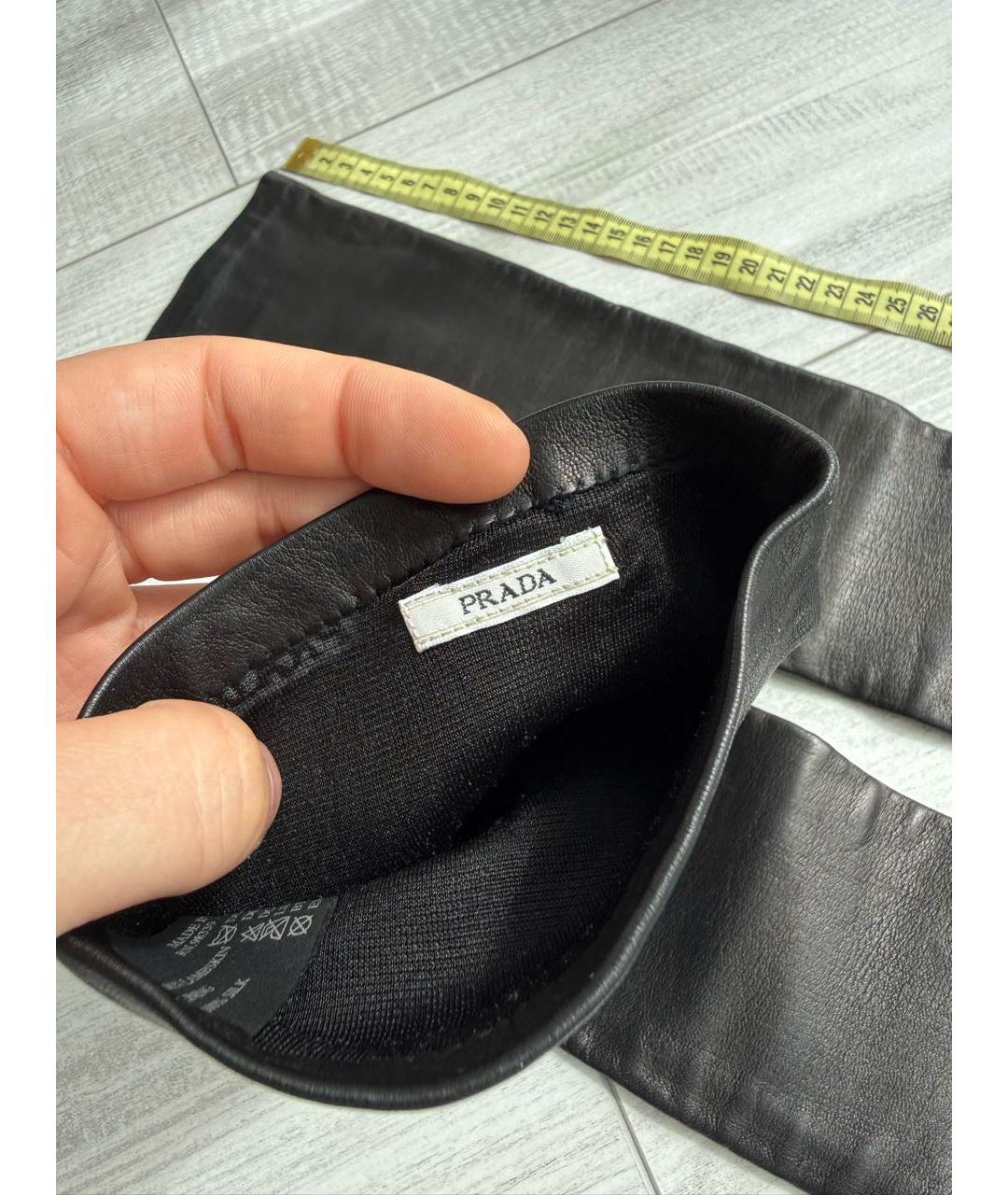 PRADA Черные кожаные перчатки, фото 7
