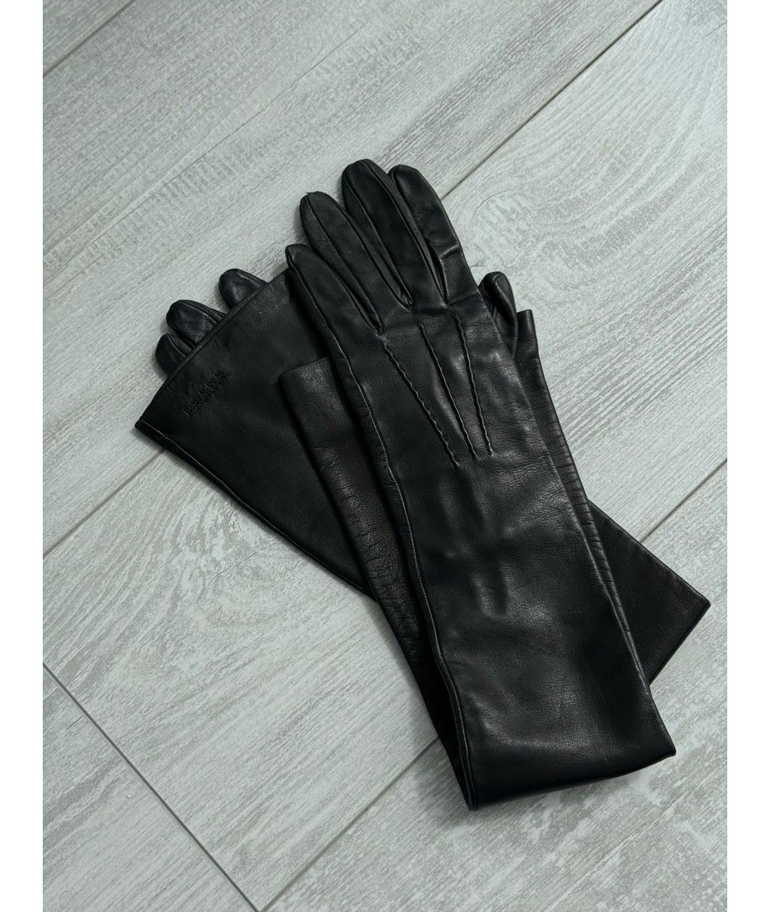 PRADA Черные кожаные перчатки, фото 4