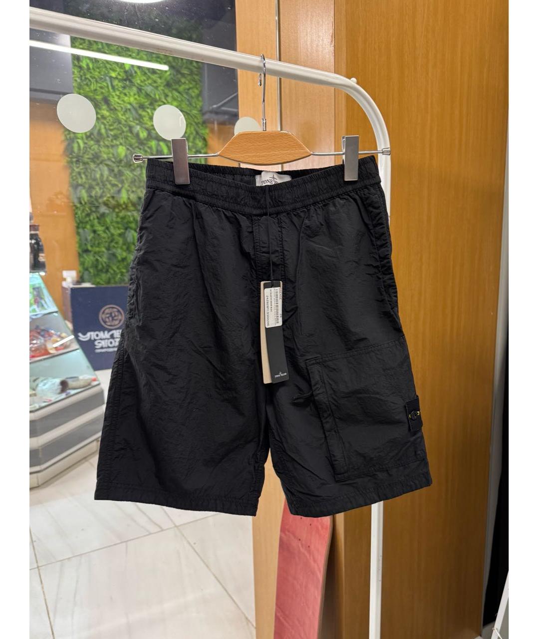 STONE ISLAND Черные полиамидовые шорты, фото 2