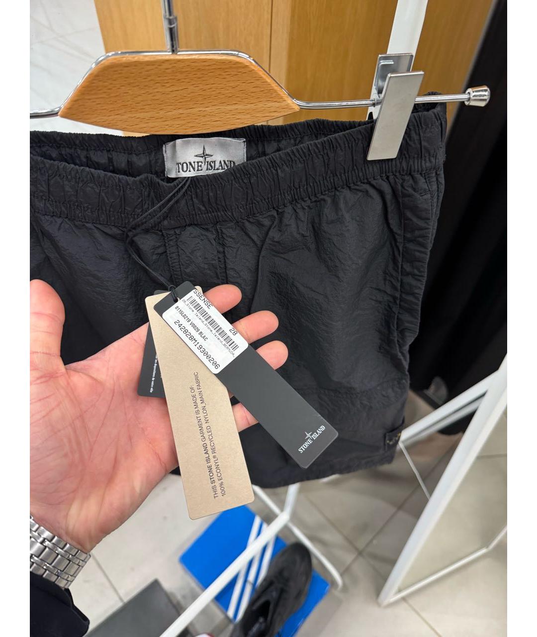 STONE ISLAND Черные полиамидовые шорты, фото 3