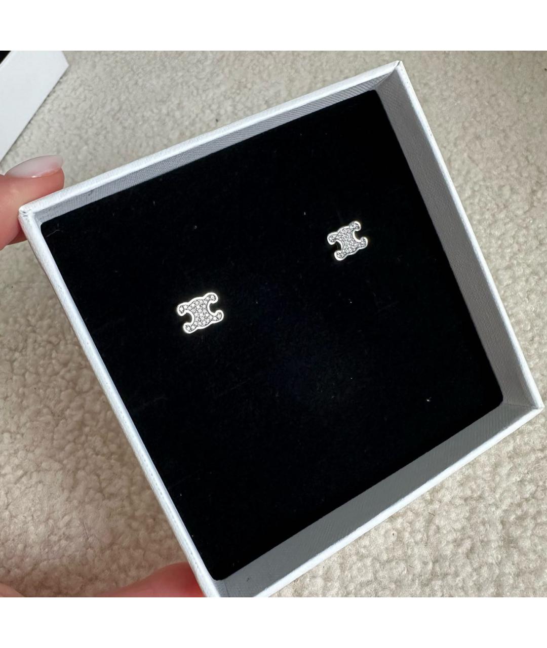 CELINE Белые латунные серьги, фото 4