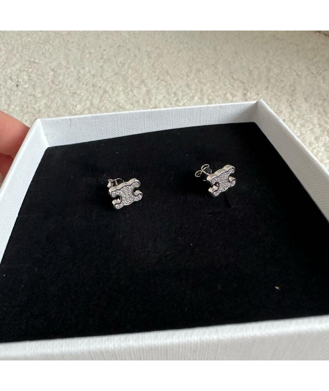 CELINE Белые латунные серьги, фото 5