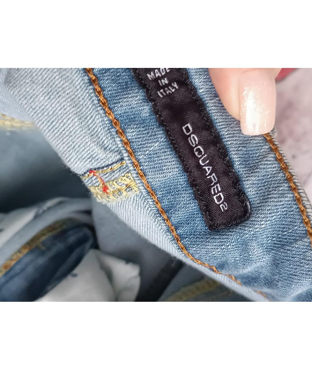 DSQUARED2 Голубые хлопковые джинсы слим, фото 5