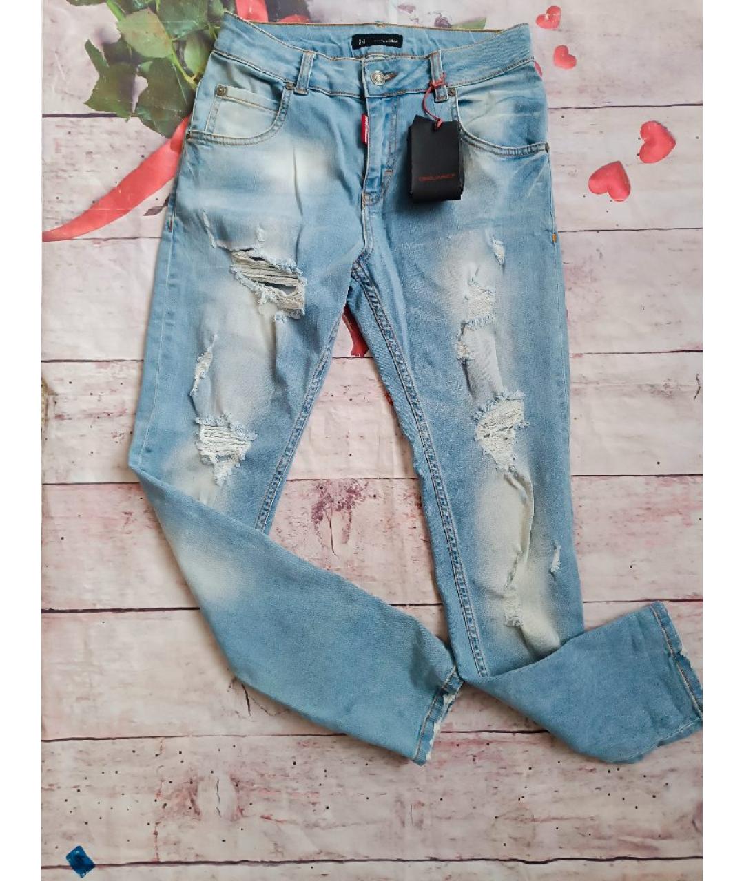 DSQUARED2 Голубые хлопковые джинсы слим, фото 2