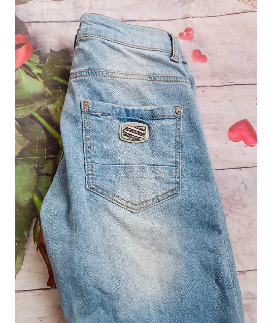 DSQUARED2 Голубые хлопковые джинсы слим, фото 4