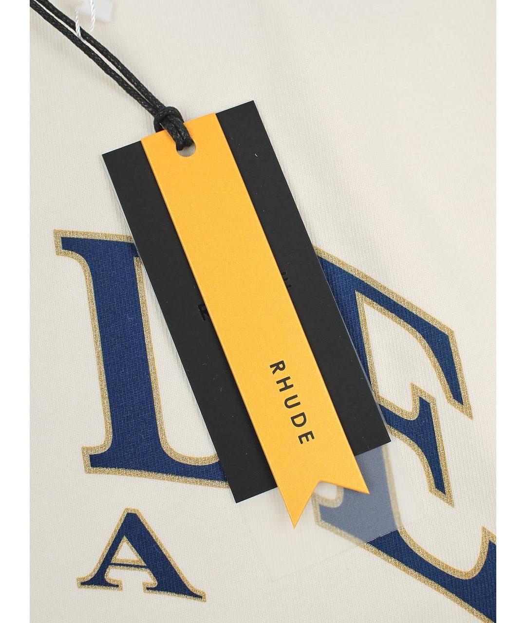 RHUDE Белая хлопковая футболка, фото 5