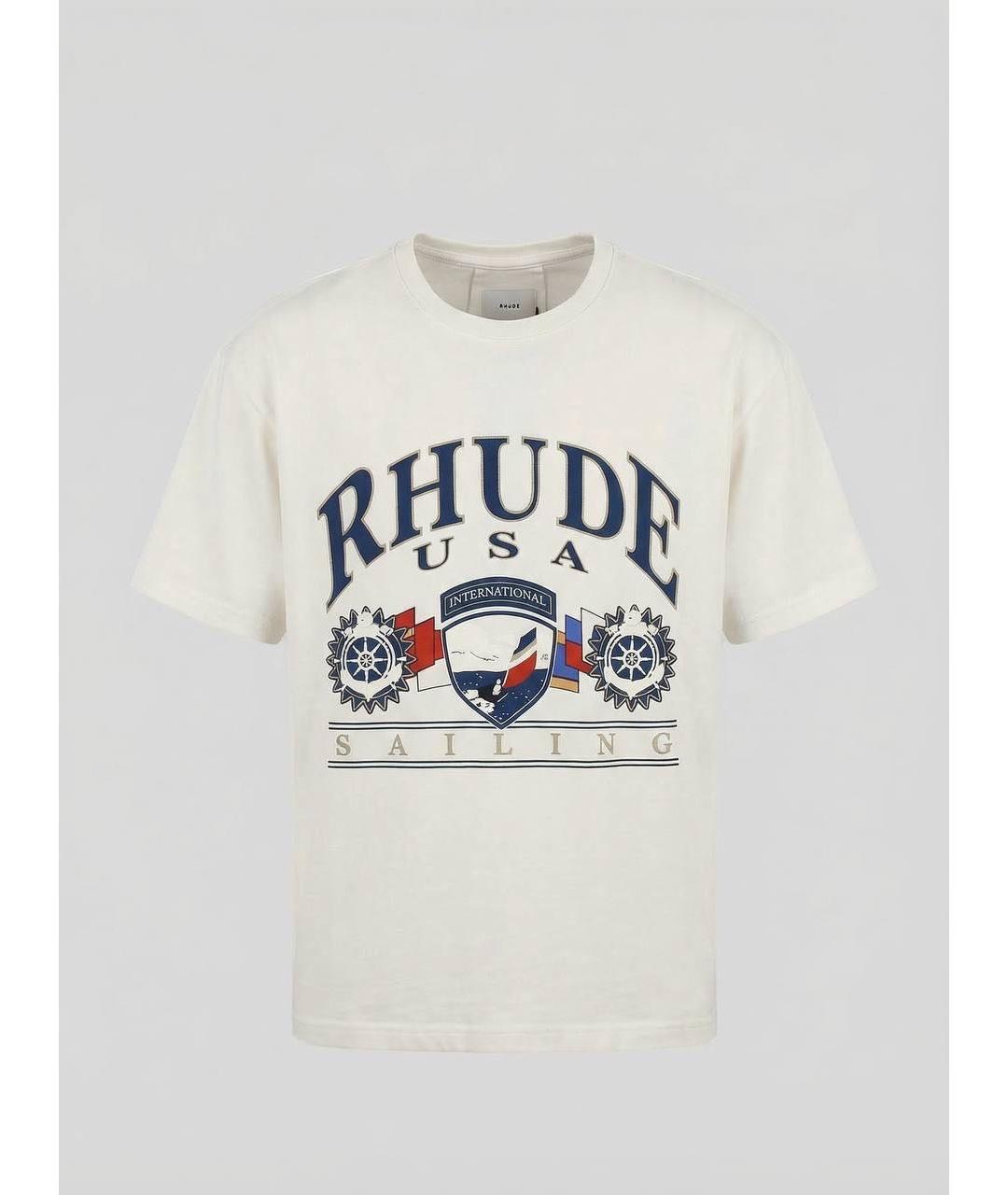 RHUDE Белая хлопковая футболка, фото 9