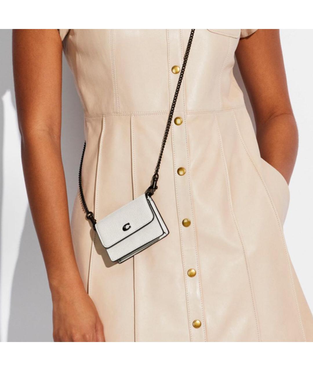 COACH Белая кожаная сумка через плечо, фото 6