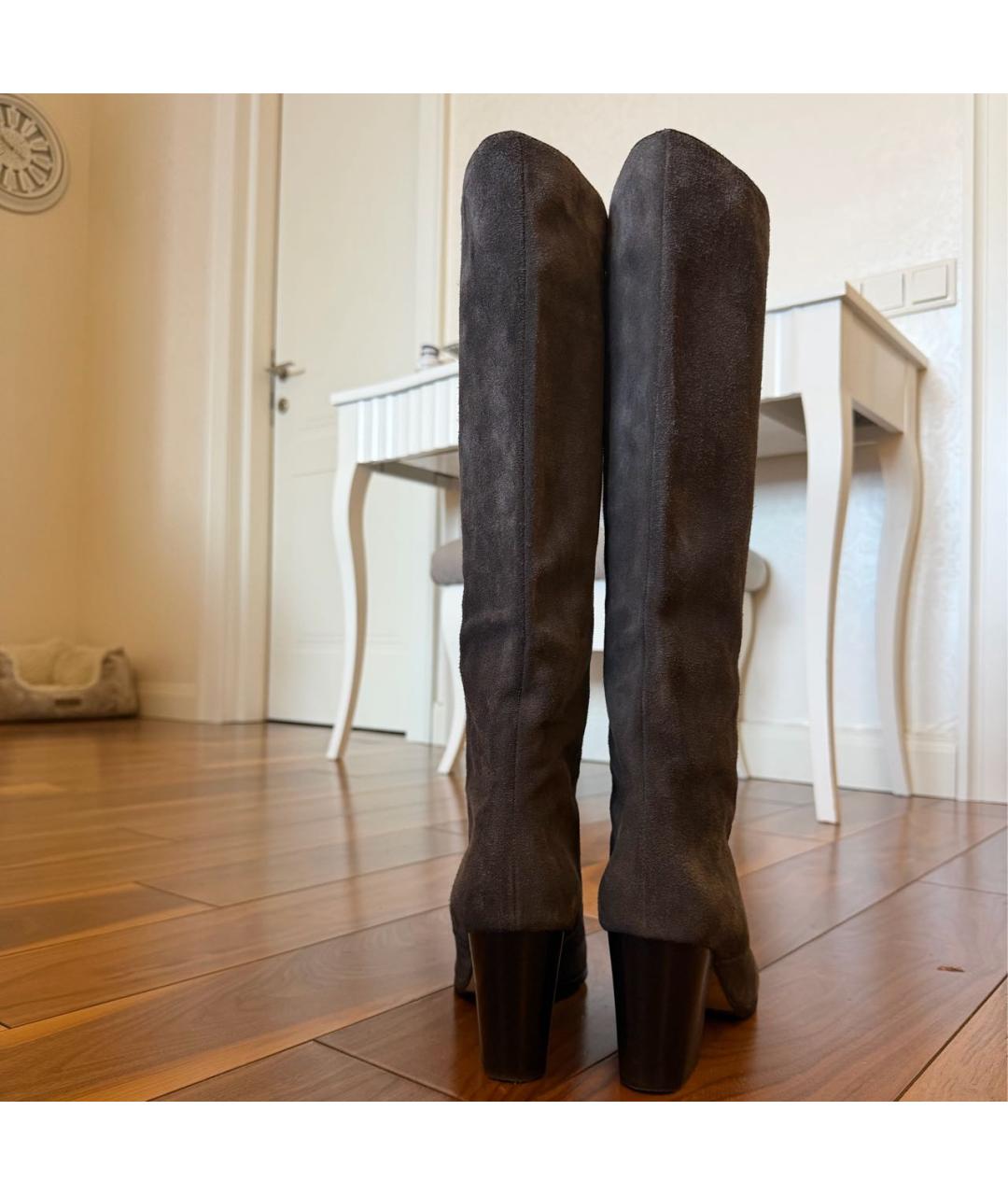 SERGIO ROSSI Серые замшевые сапоги, фото 4