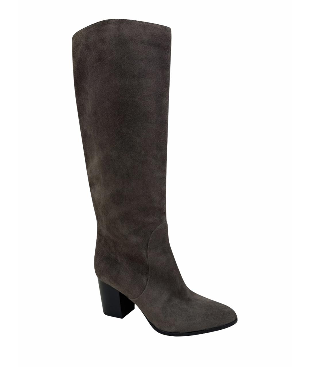 SERGIO ROSSI Серые замшевые сапоги, фото 1