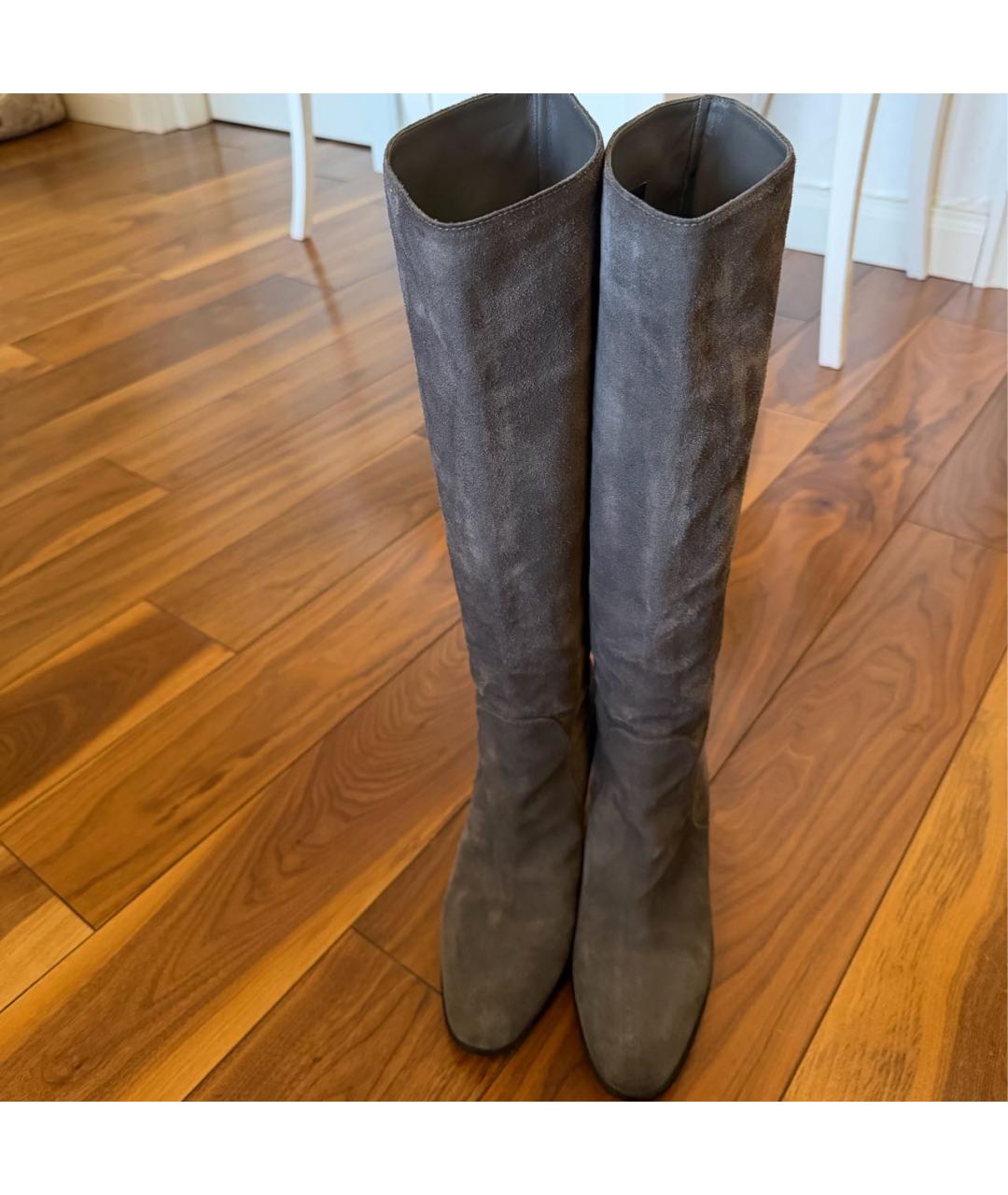 SERGIO ROSSI Серые замшевые сапоги, фото 2