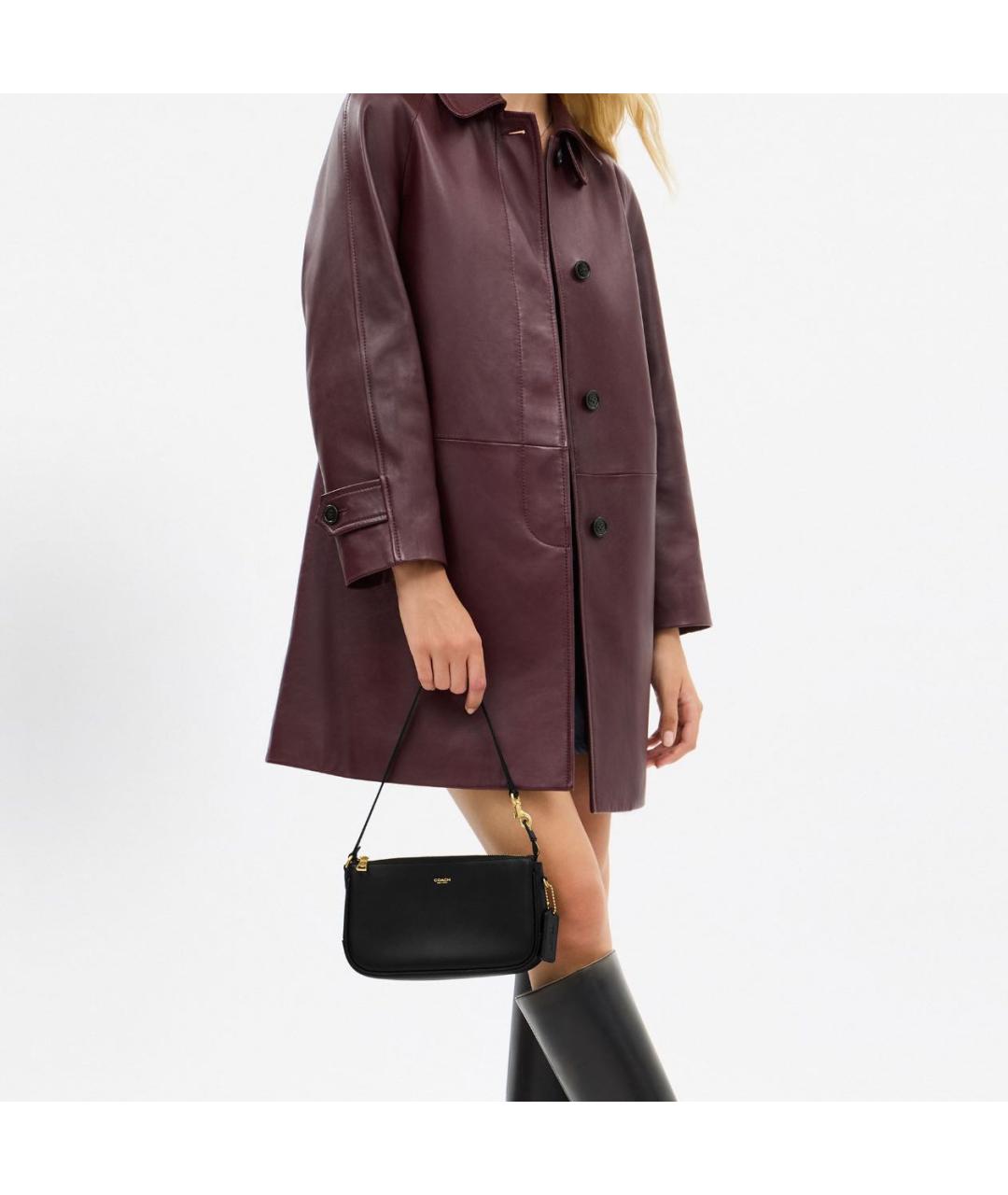 COACH Черная кожаная сумка через плечо, фото 5