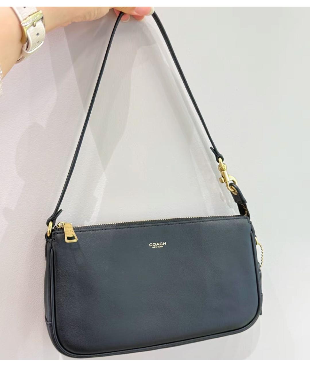 COACH Черная кожаная сумка через плечо, фото 7
