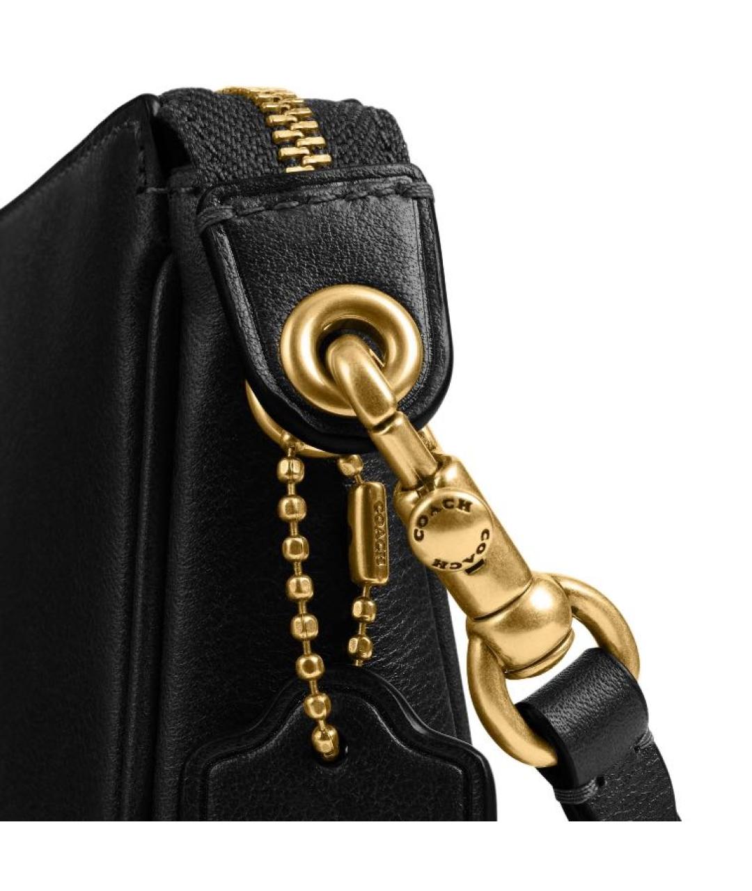 COACH Черная кожаная сумка через плечо, фото 4