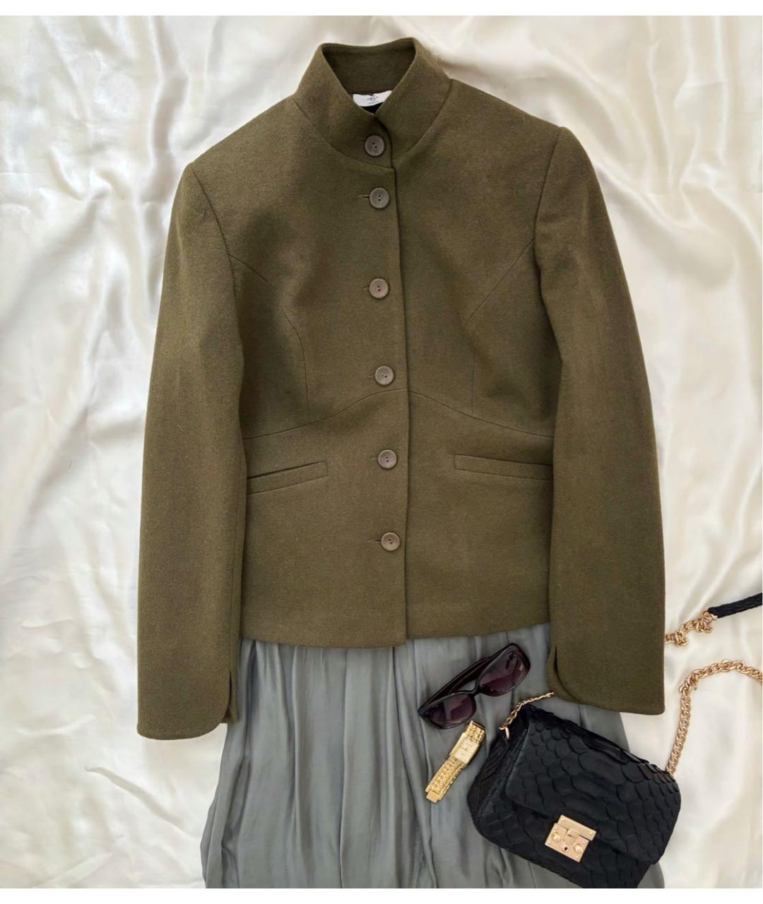 CERRUTI 1881 Хаки шерстяной жакет/пиджак, фото 2