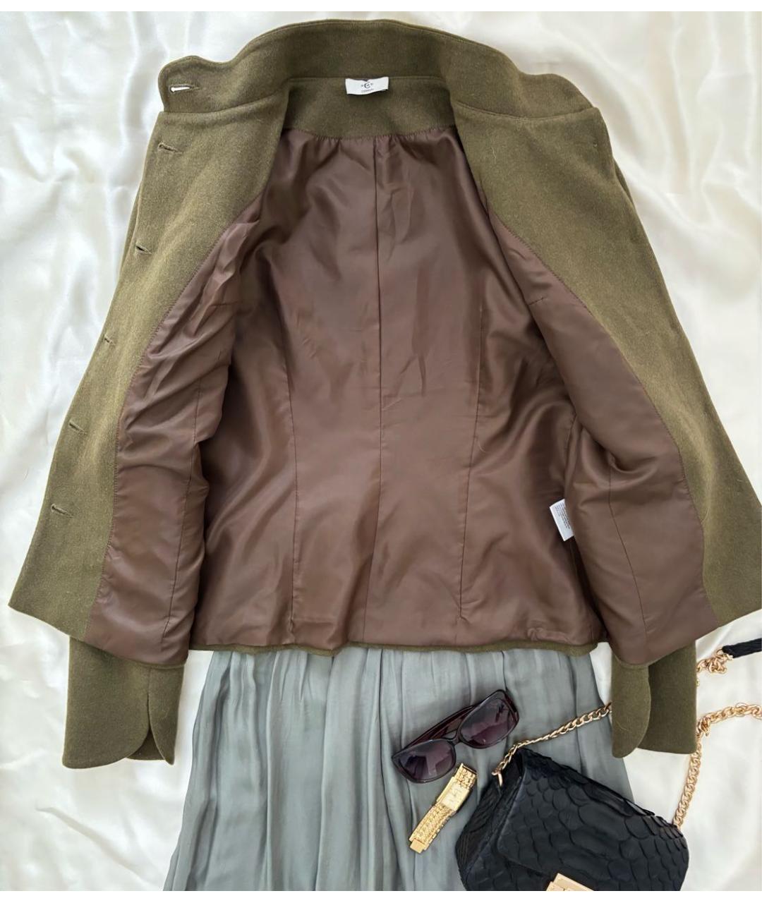 CERRUTI 1881 Хаки шерстяной жакет/пиджак, фото 3