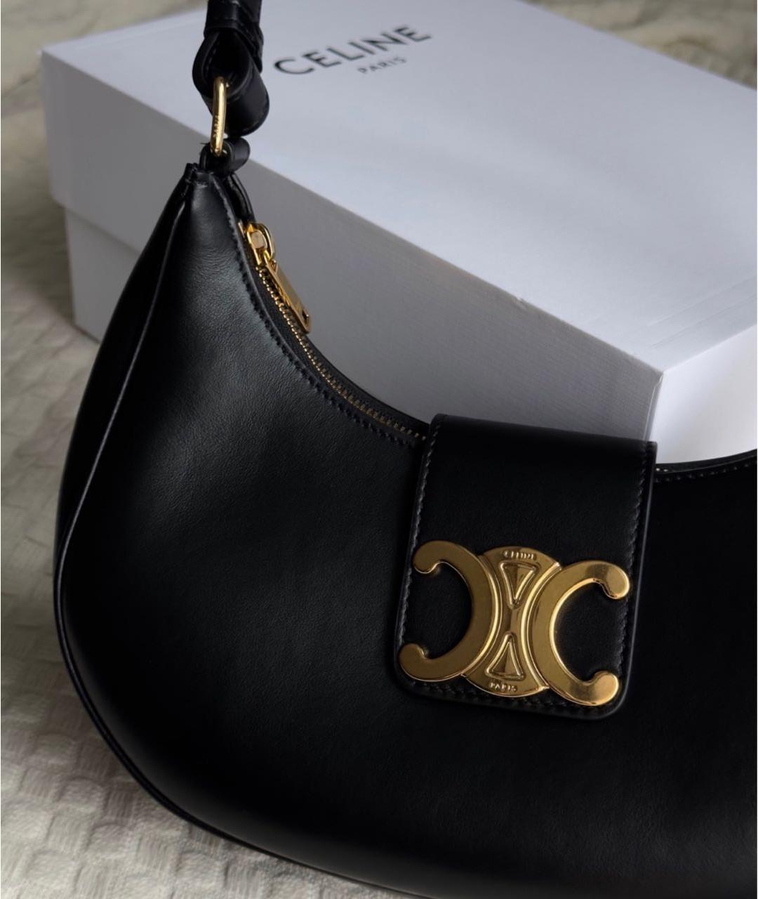 CELINE Черная кожаная сумка через плечо, фото 3