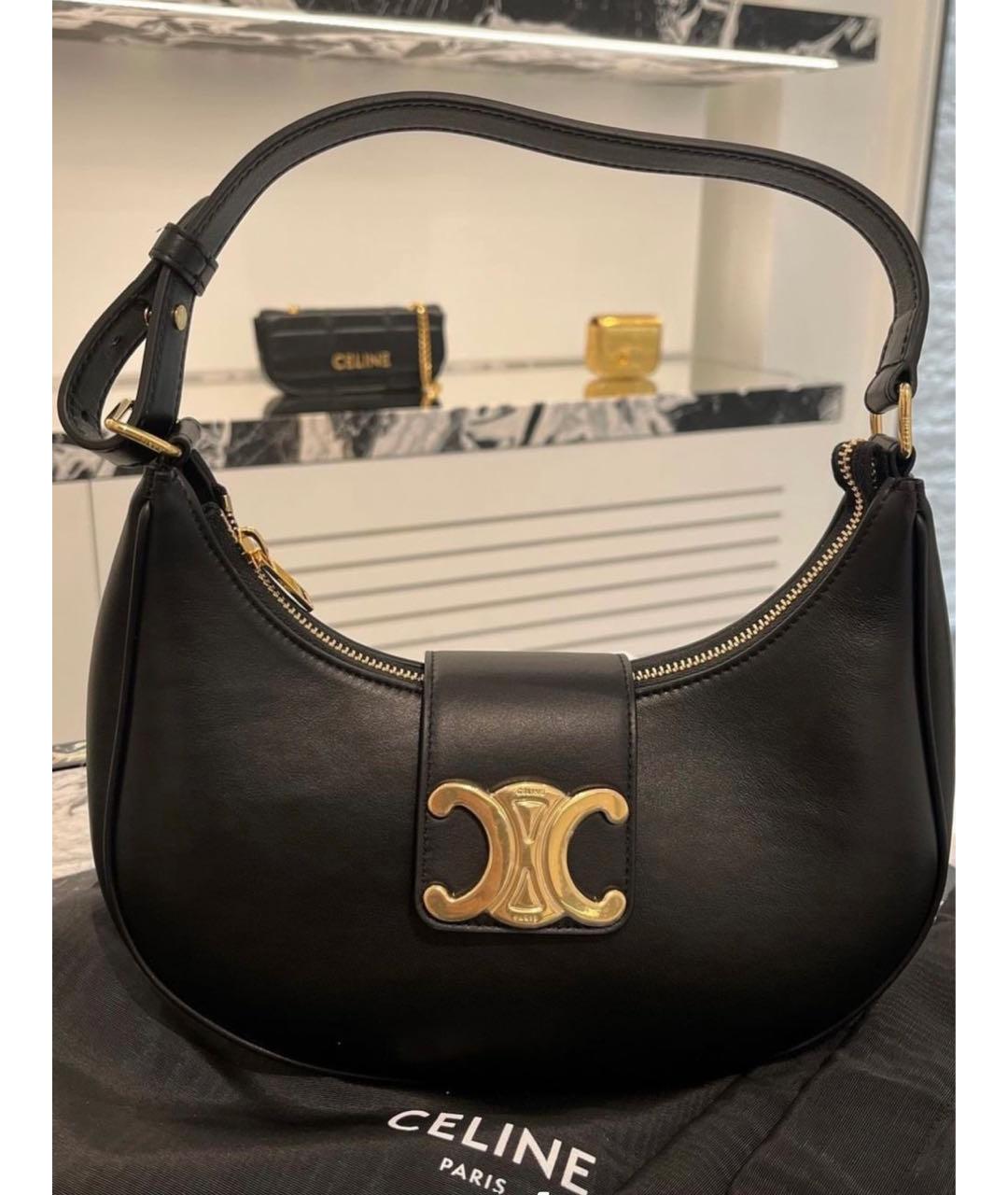 CELINE Черная кожаная сумка через плечо, фото 5