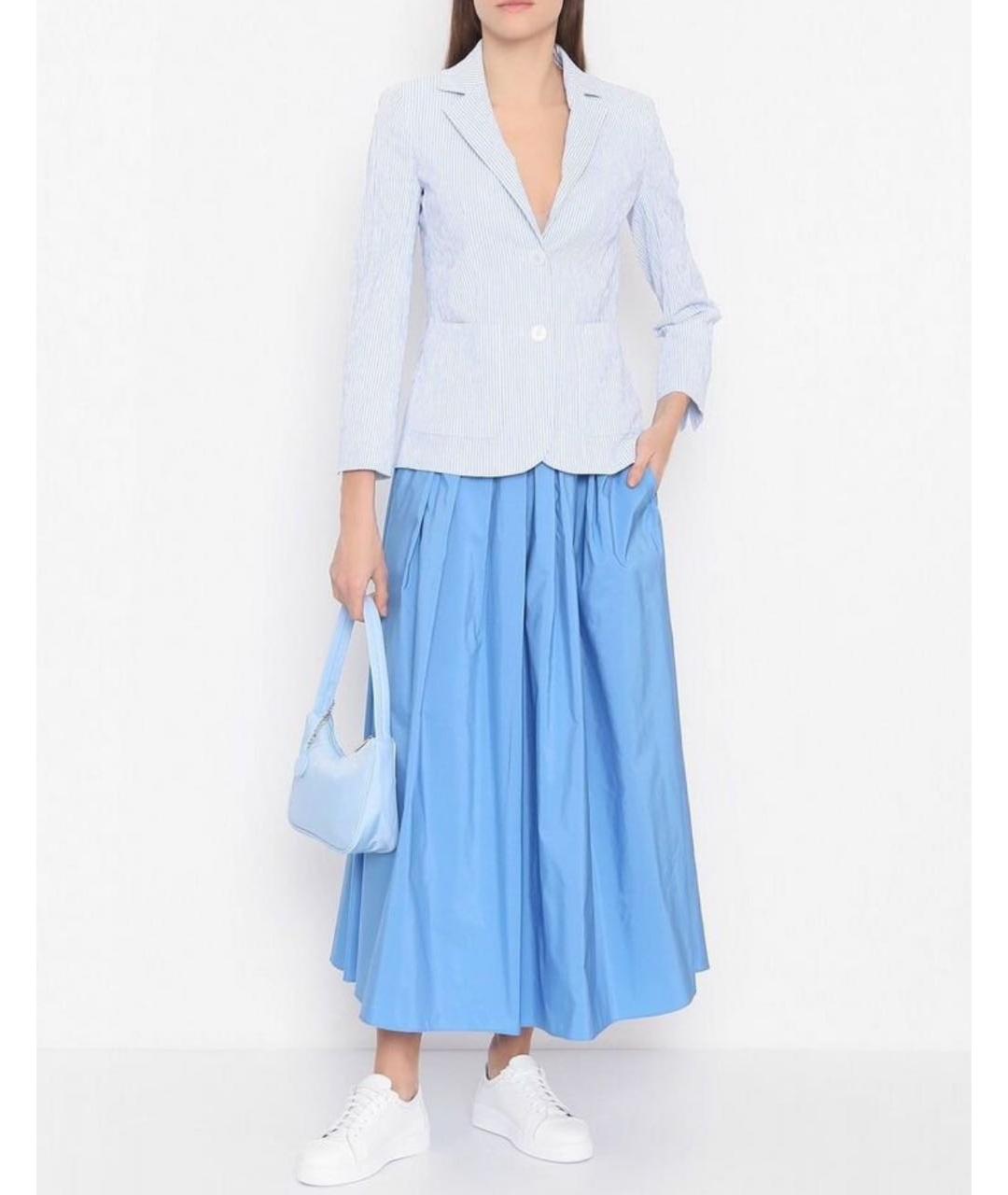 WEEKEND MAX MARA Голубая полиэстеровая юбка миди, фото 8