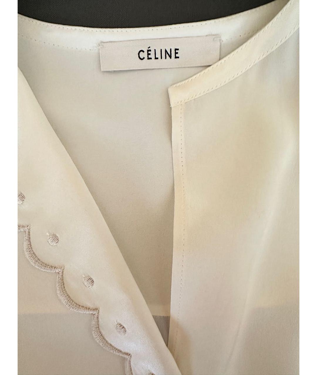 CELINE Белая шелковая блузы, фото 3